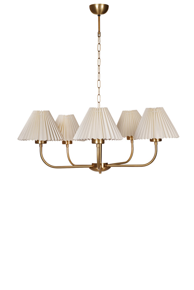 APOLLO 5 Lİ ESKİTME PİLELİ KREM ABAJURLU AVİZE - 2