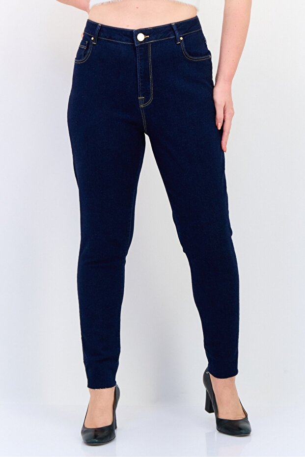 Women Regular Fit Solid Stretchable Denim Jeans, Navy