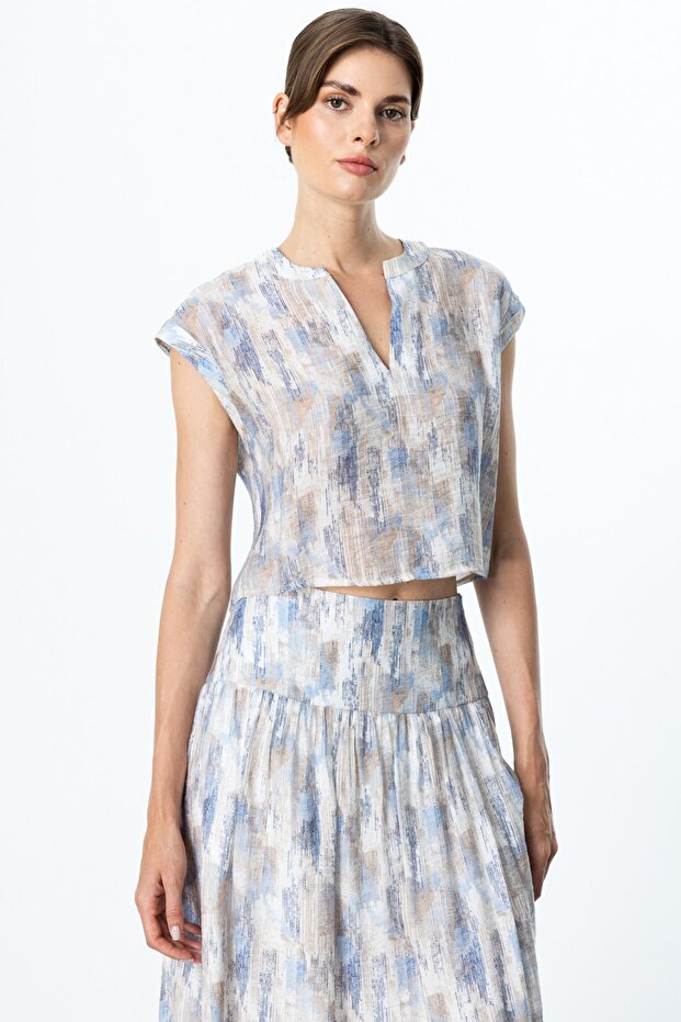 Judge Collar Patterned Blouse - 2