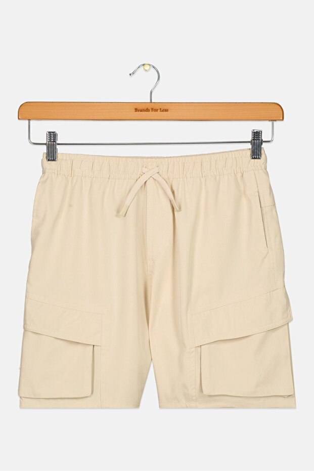 Kids Boy Solid Basic Shorts, Beige - 1