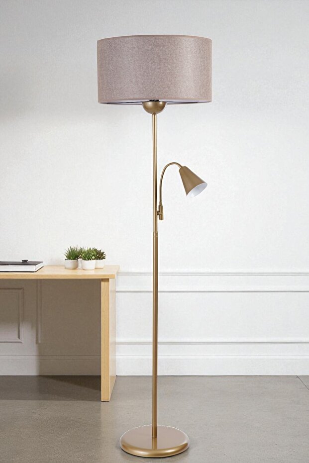 DEVİN ESKİTME LAMBADER SİLİNDİR KOYU HASIR ABAJURLU - 1