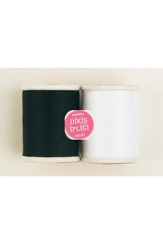 Makerco 900 m Sewing Thread Black and White Set