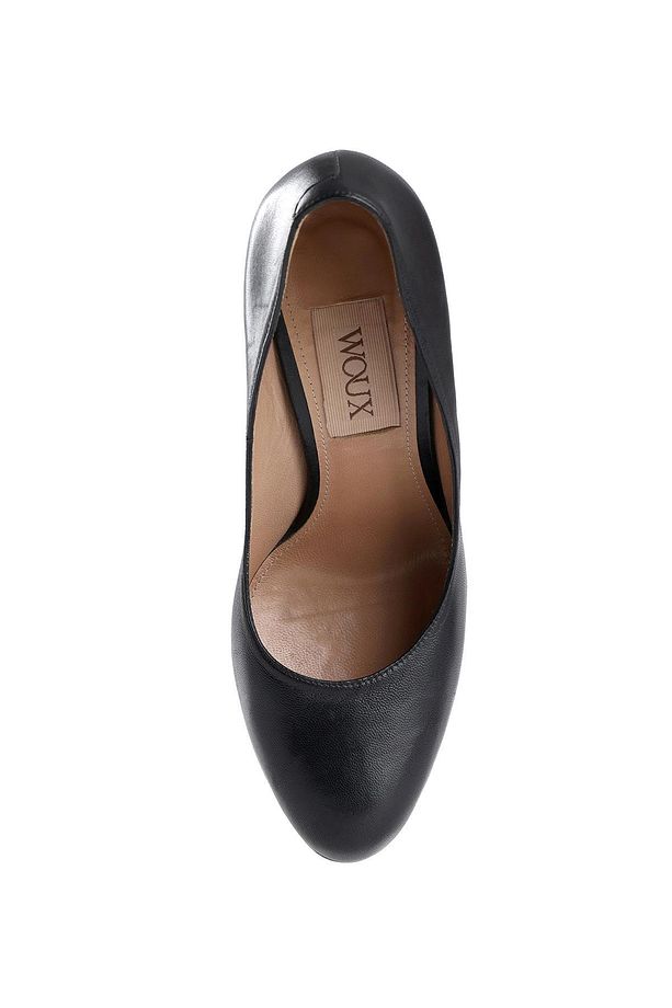 Siyah Kapalı Burun Platform Tabanlı Klasik Hakiki Deri Stiletto - 4