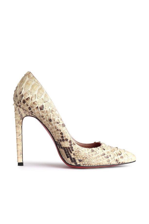 Yılan Derisi Desenli Hakiki Deri Stiletto Topuklu Ayakkabı - 4