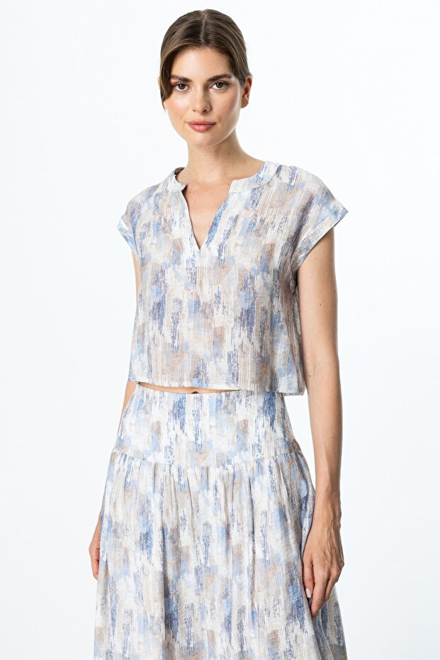 Judge Collar Patterned Blouse - 1