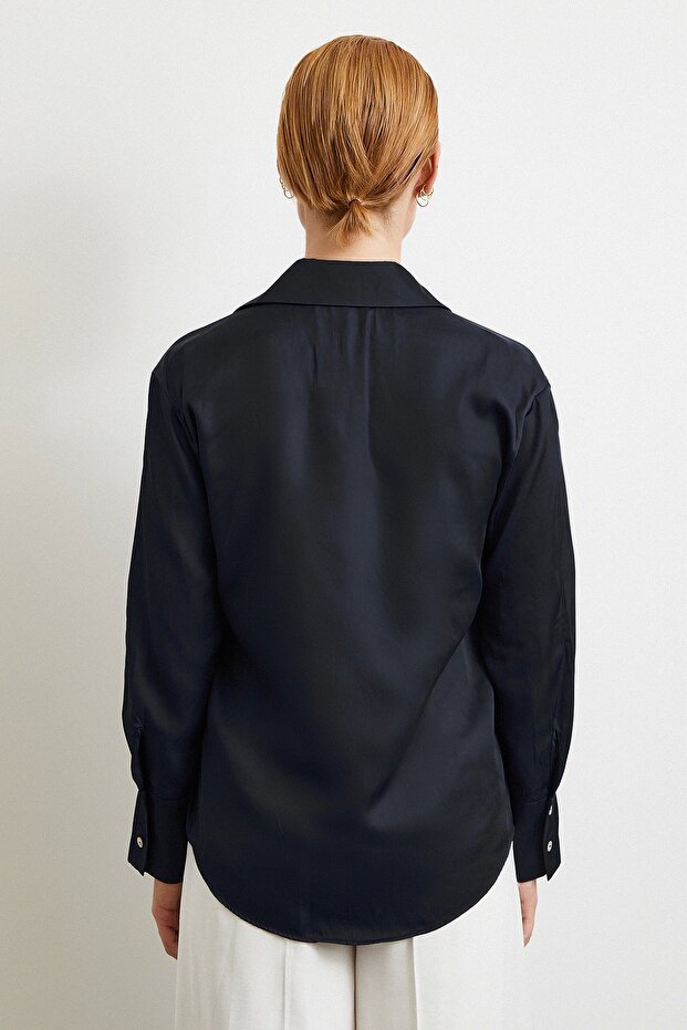 Diagonal Desen Gömlek Siyah - 6