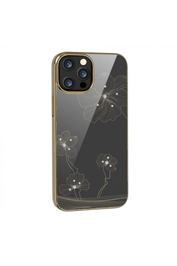 Protective Case Crystal Flora for iPhone 13 Pro Max, Gold - 1