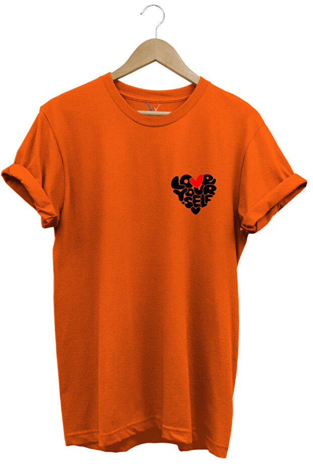 Love Yourself Heart Typography Printed 100% Cotton Unisex Regular Fit T-Shirt
