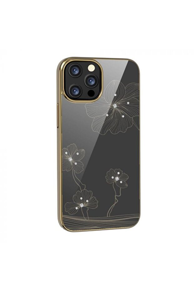 Protective Case Crystal Flora for iPhone 13 Pro Max, Gold - 4
