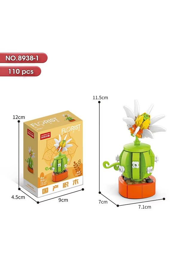 | Mini Botanica | Cıvıltı Çiçeği – Echinopsis Kaktüs Modeli – DIY 3D Yapboz Mini Saksı Blok Seti - 3