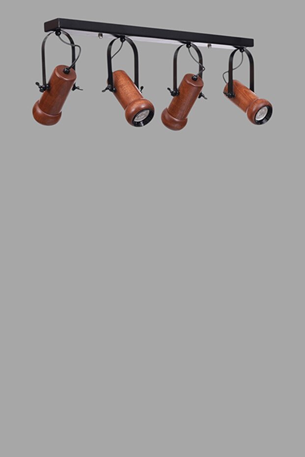 PASCAL 4 LÜ SIRALI CEVİZ PLAFONYER AVİZE - 5