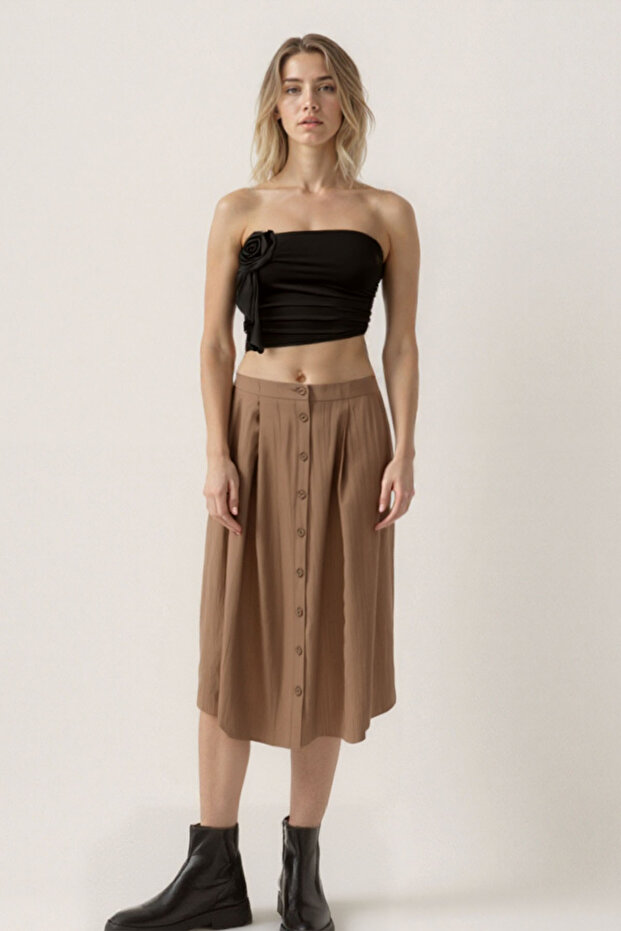 تنورة ميدي بأزرار أمامية - 8