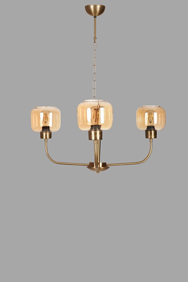 APOLLO 3 LÜ ESKİTME BAL CAMLI AVİZE - 3