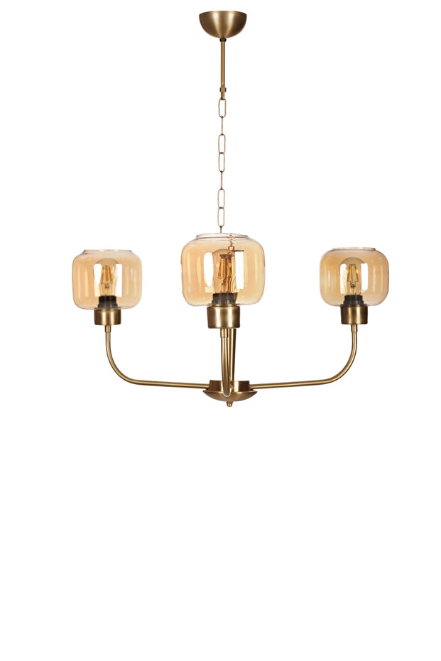 APOLLO 3 LÜ ESKİTME BAL CAMLI AVİZE - 2