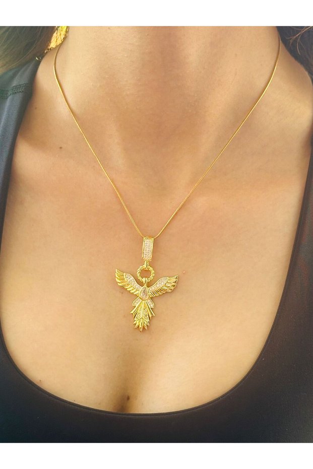 Steel Zircon Stone Phoenix Women's Necklace 24 cm