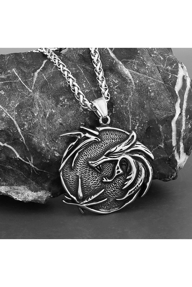 Nordic Mythology Wolf Head Demon Slayer Tarnish&Rust Free 316L Steel Necklace