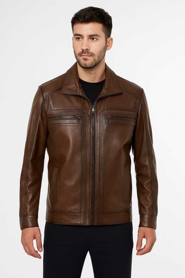 Men's Antique Brown Genuine Leather Coat
