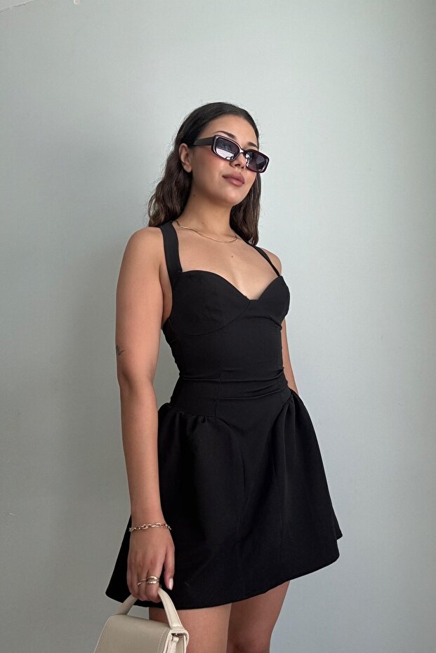 Luna Drapeli Mini Elbise - 1