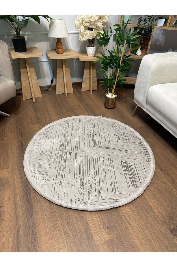 LOTUS-C29 BEJ Sentetik Bambu Parlak Saten Salon Koridor Mutfak Halısı-KP - 4