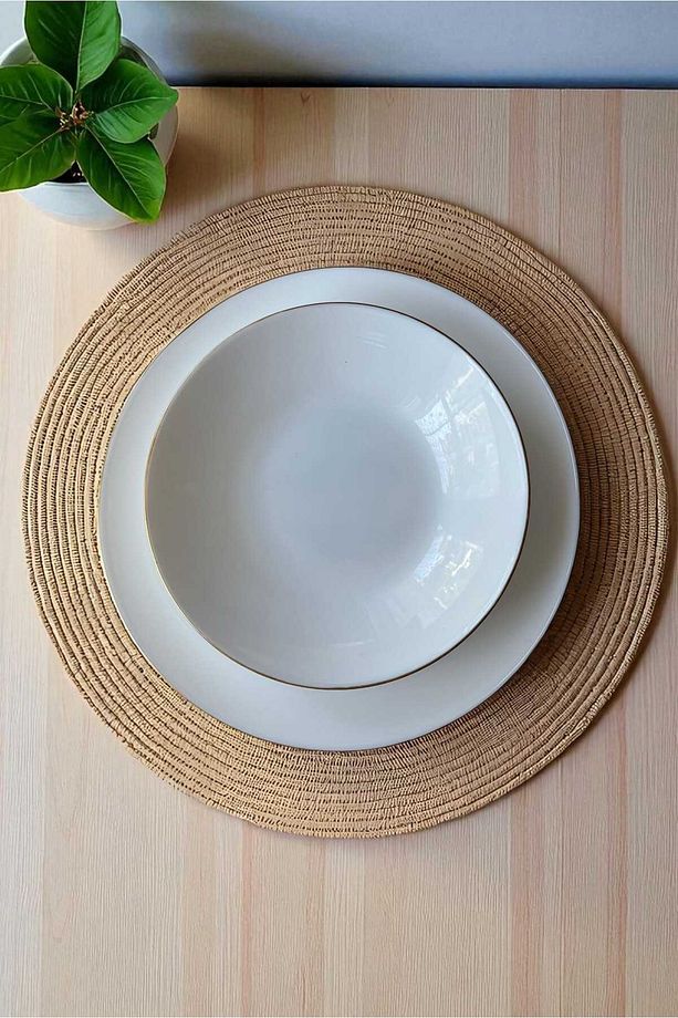 6 Adet Diwali 20 Cm Yaldızlı Çukur Yemek Tabağı - 2