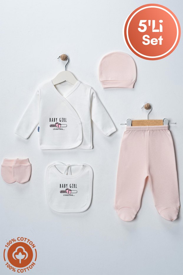 Unisex Baby Baby Loading Printed Organic Cotton 5-Piece Newborn Baby Hospital Discharge Set