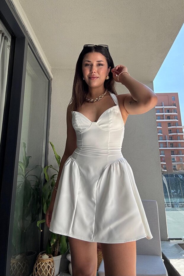 Luna Drapeli Mini Elbise - 3