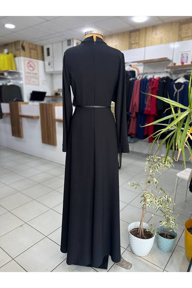 Kloş Yaprak Desenli Elbise - 3