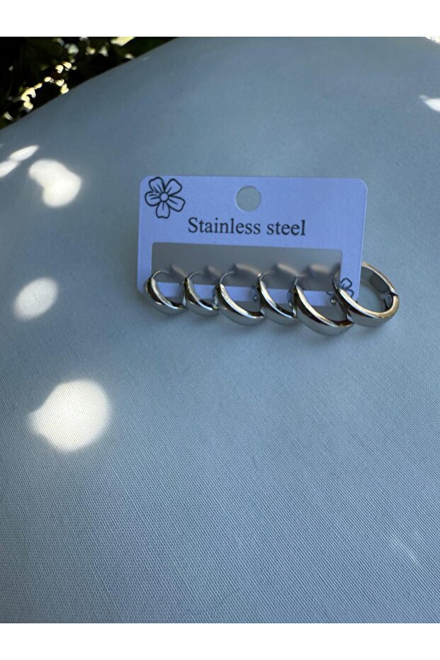 Çelik Silver 6'lı Küpe - 2