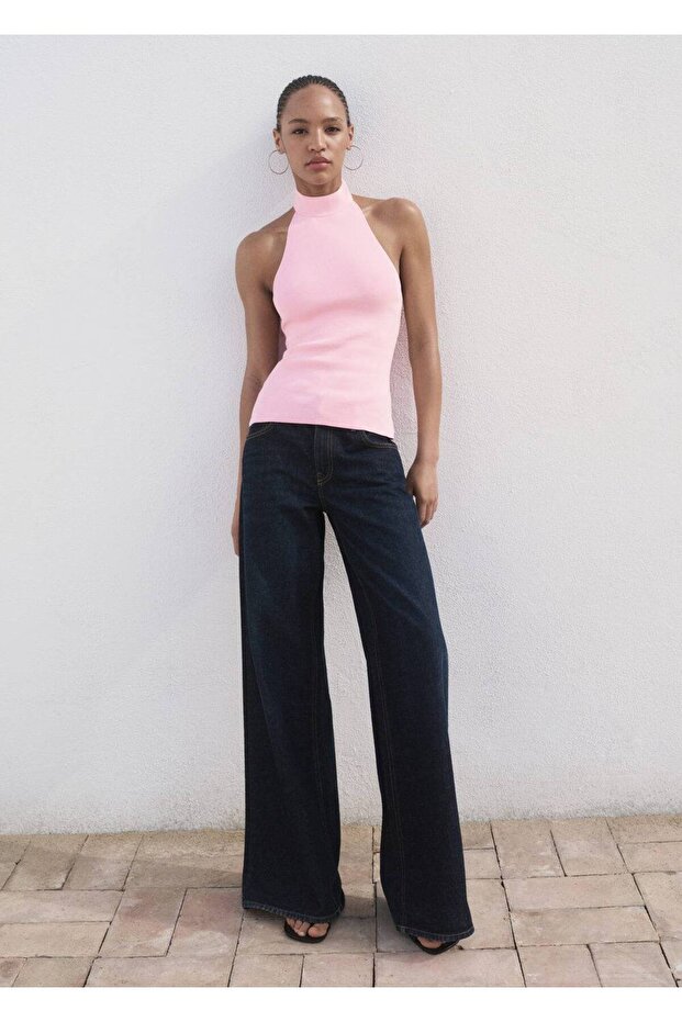 Halter yaka triko bluz - 2