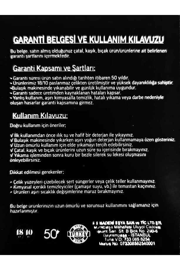Mercan 12 Kişilik 60 Parça Çatal Kaşık Takımı - 9