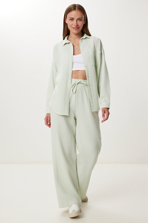 Oversize Muslin Shirt Trousers Set Lsa0014 Water Green