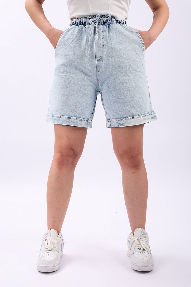 Katlamalı Paça Duble Paça Bay kot Şort denim Short - 6