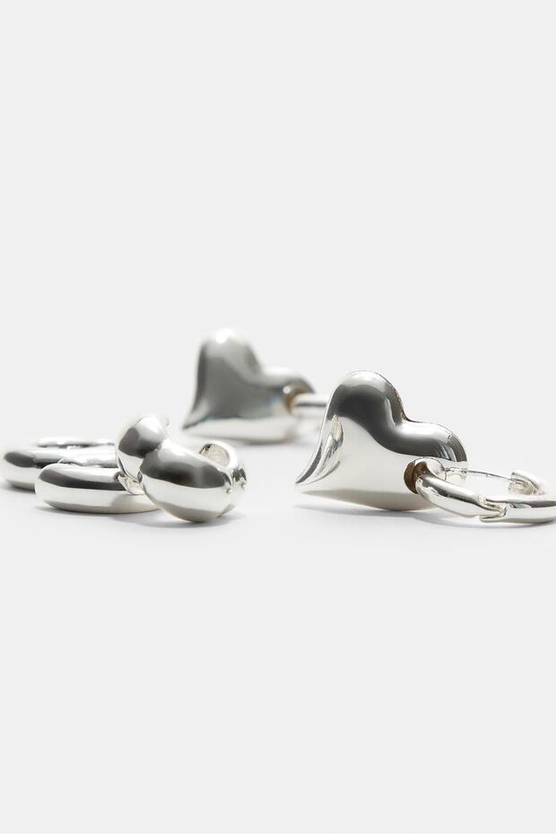 3'lü ear cuff ve kalp küpe seti - 3