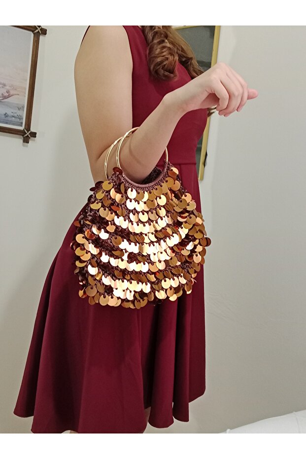 Mujde Pullu Karamel Çanta - 4