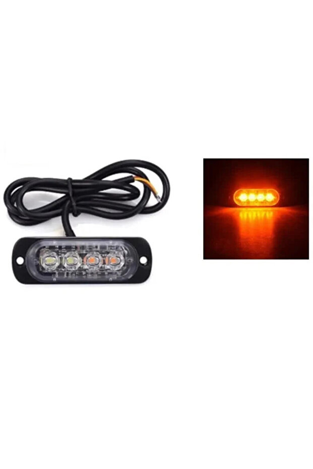 Strobe projector 4 LEDs, in grid, thin, yellow - 3