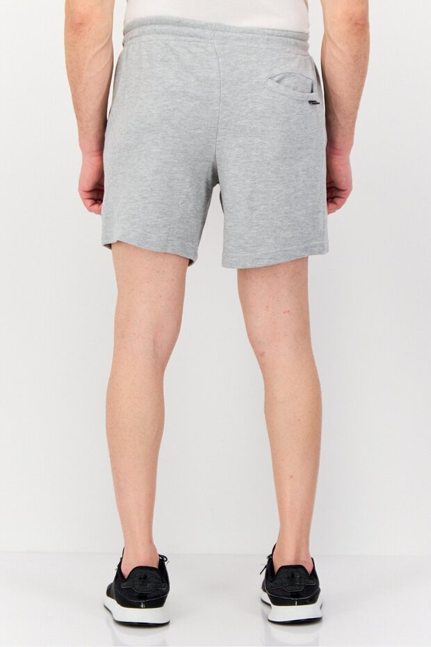 Men Brand Logo Basic Shorts, Grey - 3