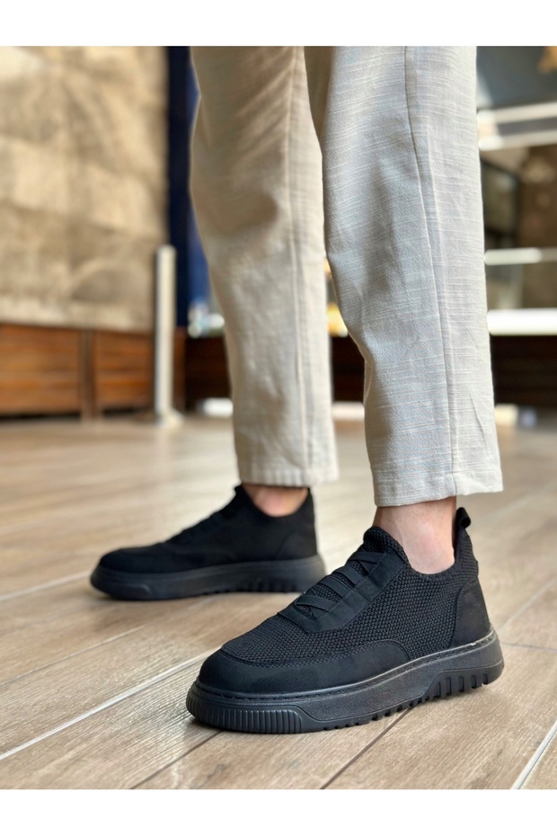 Ba0911 Special Knitted Knitwear Leather Powder Detailed Casual Sports Shoes