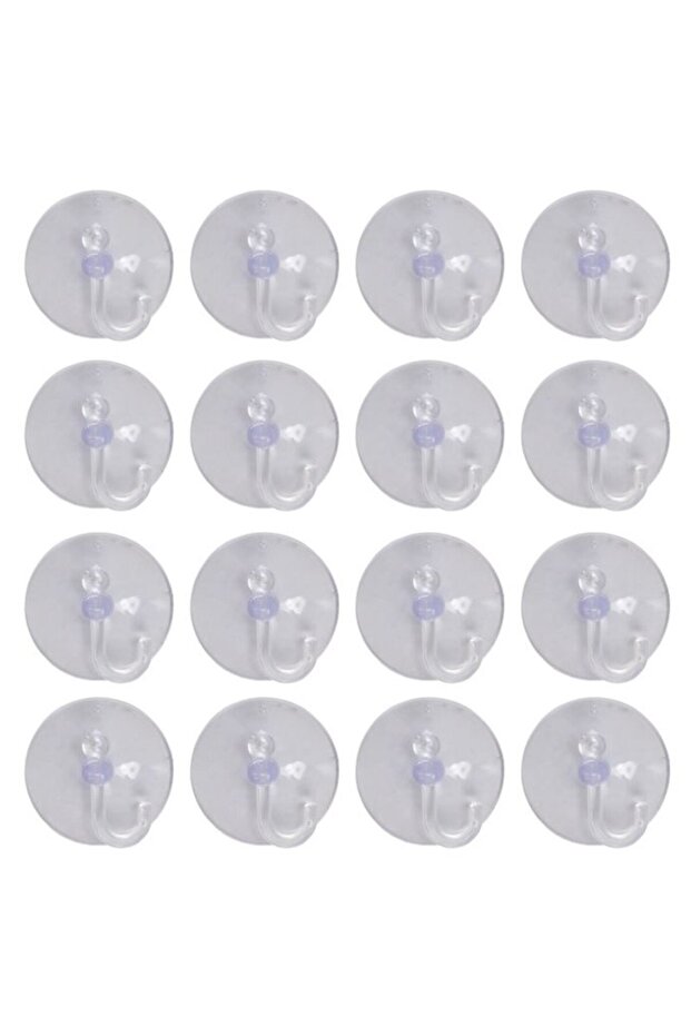 Set of 20 Suction Cups with Hooks, Transparent - 4