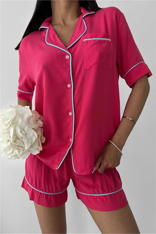 Sonno Luce Pembe Viskon Kısa Pijama Takımı - 3