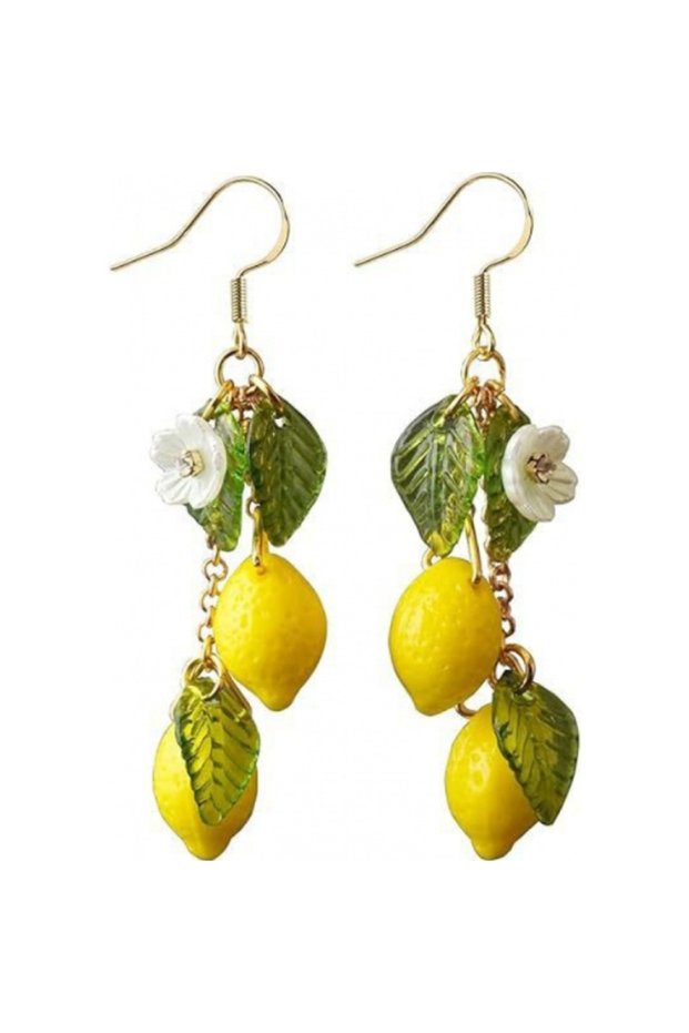 WF4299-1 Glass Lemon Earrings Light Weight Fruit Food Earrings Can Love Kawaii Earrings Pastoral Ear