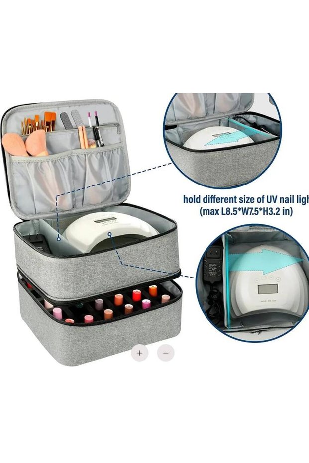 GRAY Nail Polish Storage Bag Essential Oil Bag Portable Cosmetic Nail Care Kit Nail Care Tool Storag