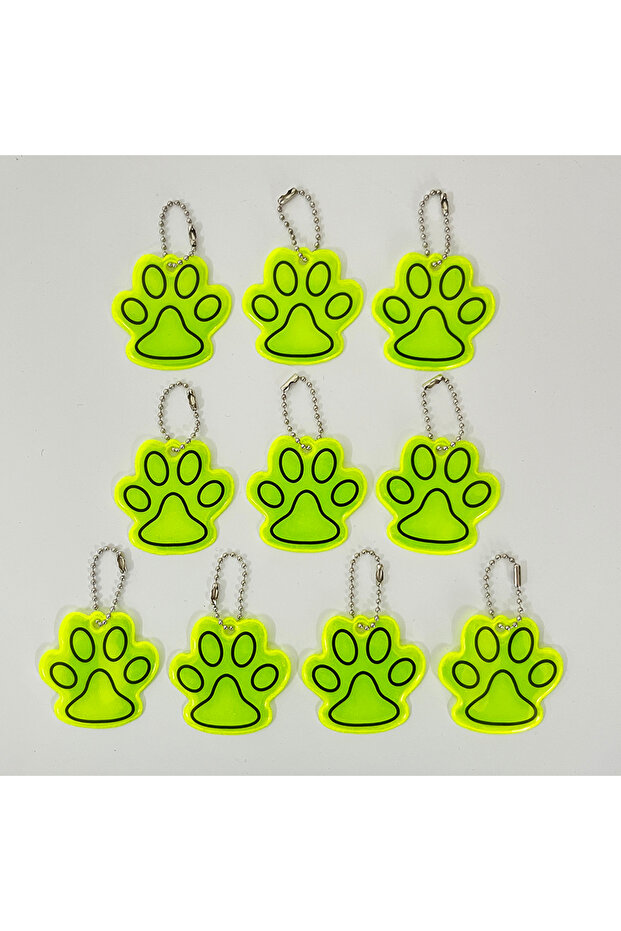10PCS 10PCS Cute Cat Paw Reflective Keychain Night Safety Kids Pet Double-sided Reflective Backpack