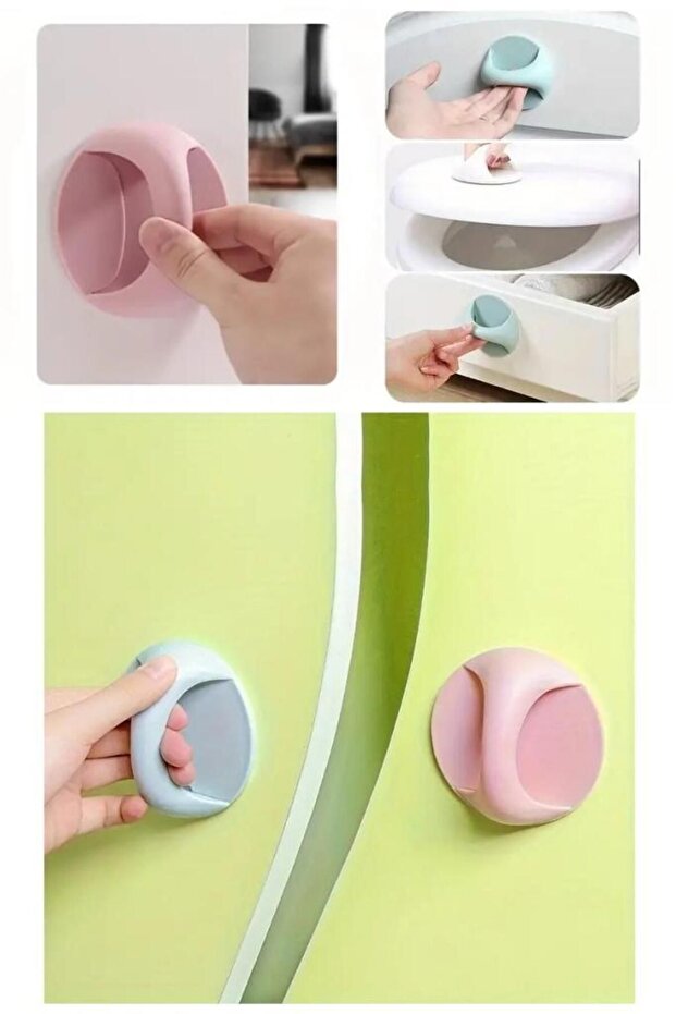 2Pcs Adhesive Handle Holder – Cabinet Door Door Window Deadbolt Handle Hardware Apparatus