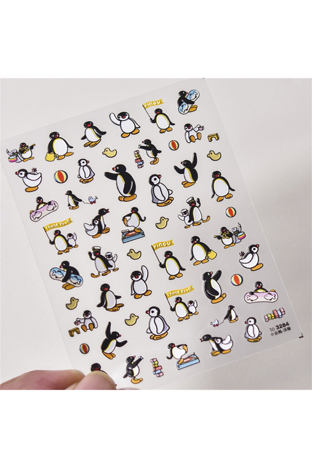 1pcs to3284 1pcs 5D Kawaii Penguin Nail Stickers Cartoon Animals Self Adhesive Nail Art Decorations