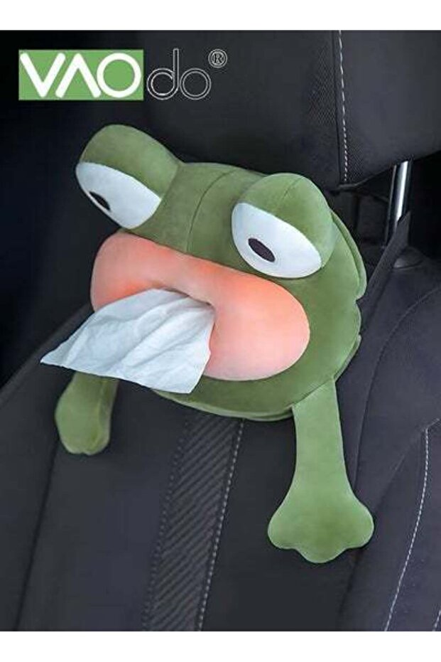 Cartoon Car Tissue Holder Hanging Plush Car Decoration Cute Frog Shape Smooth Out Paper Is Suitable