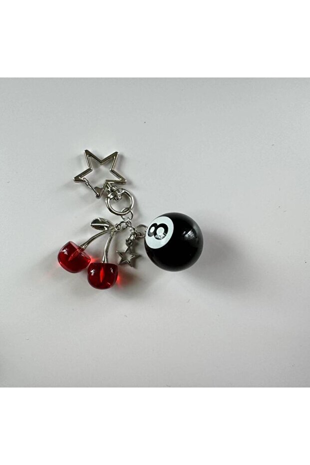 K-cherry-1 Fashion 8 Ball Fruit Cherry Dice Star Keychain Phone Accessories Y2K Handmade Creative No