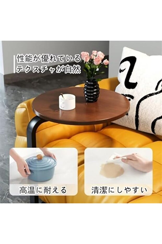 End Table, Coffee Table, Round Side Table, Sofa Side Table Snack Coffee Table, Portable Easy to Asse - 3