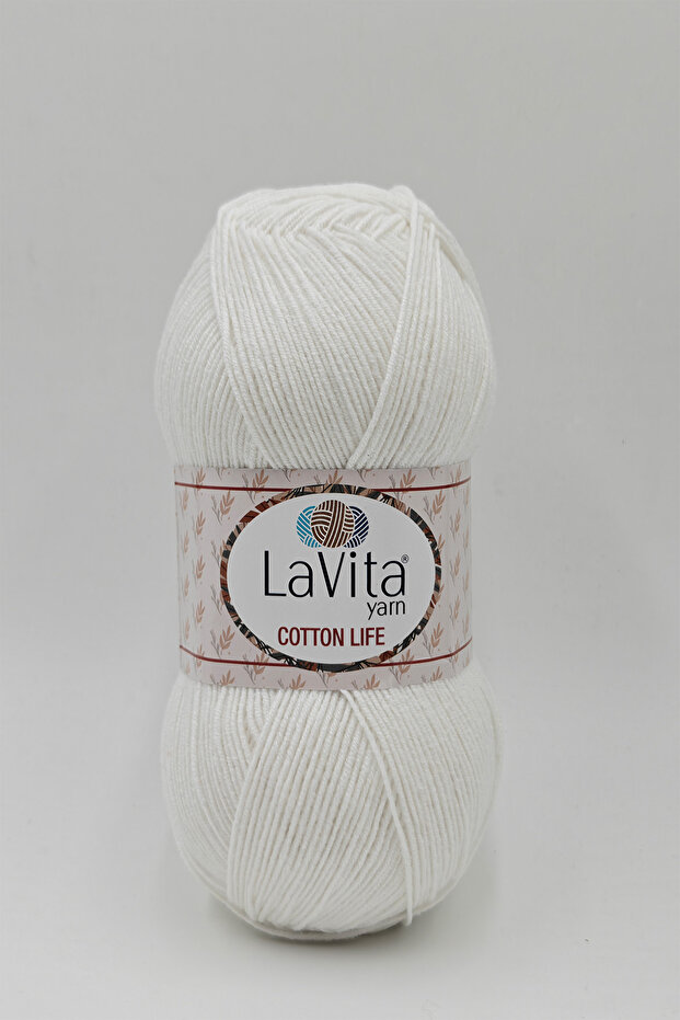 Cotton Life Hand Knitting Yarn 50% Cotton 50% Acrylic 100Gr (1002 Opti̇k)