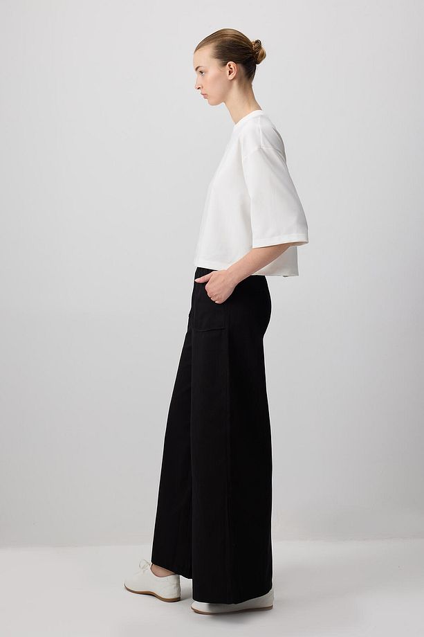 ELASTIC WAIST GABARDINE TROUSERS - 4