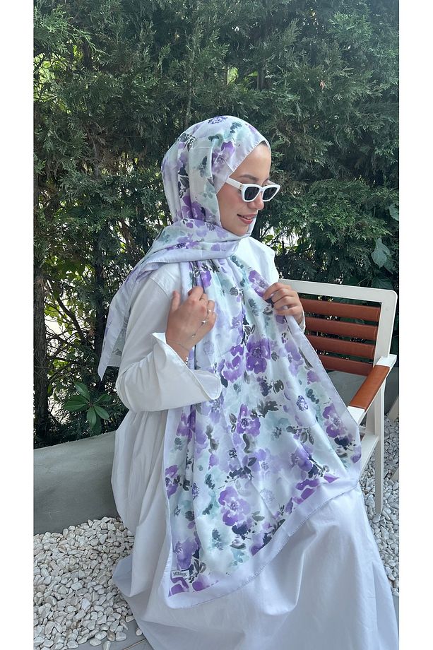 Retro Desen Pamuk Soft Şal Yaz Serisi - 5
